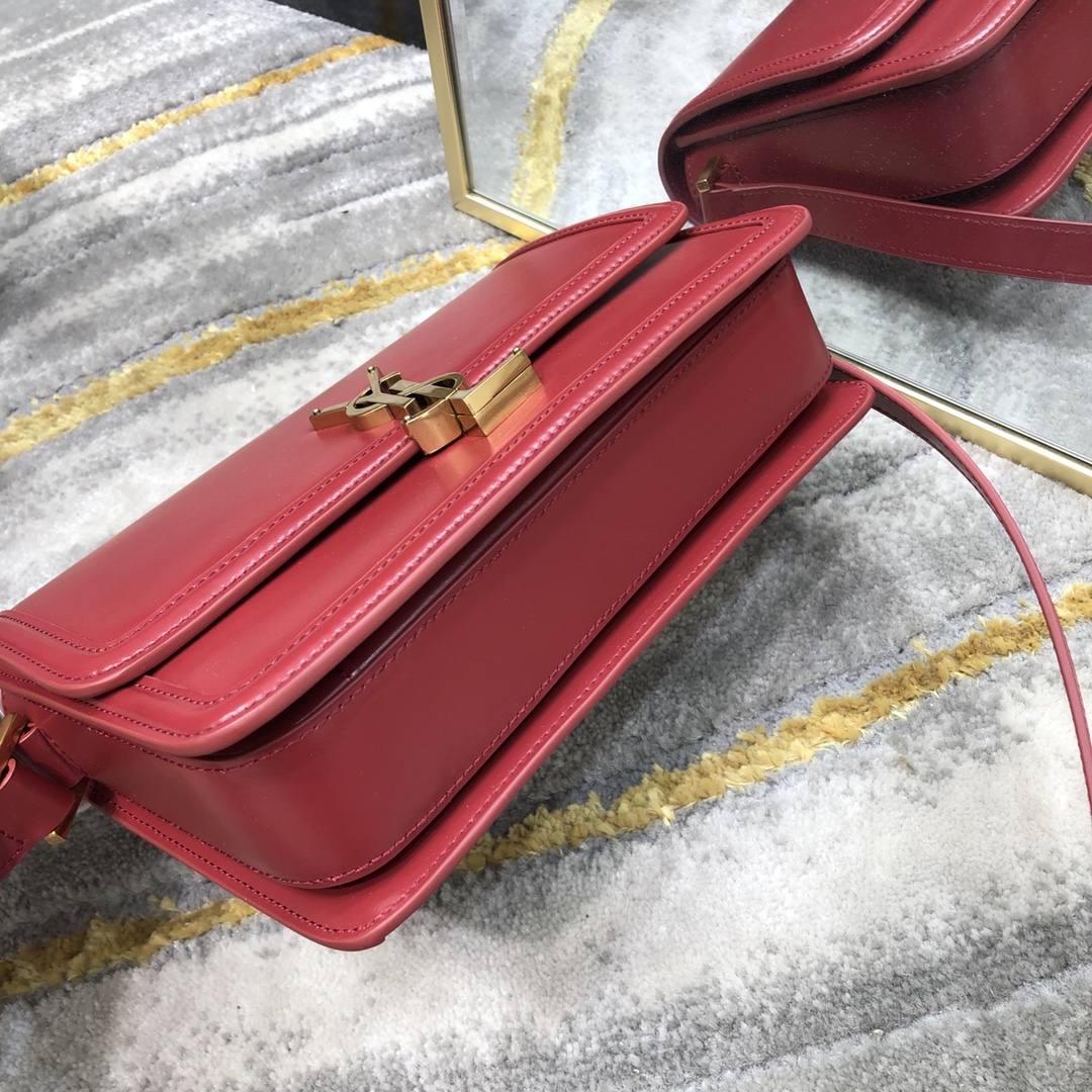 Saint Laurent Solferino Box Medium Calfskin Handbag Shoulder Bag Red 634305 